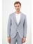 Erkek A. Mavi Poliviskon Trend Çizgili Desen Slim Fit Mono Yaka Takım Elbise 1