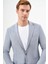 Erkek A. Mavi Poliviskon Trend Çizgili Desen Slim Fit Mono Yaka Takım Elbise 4