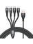 iPhone 15 Serisi Için 2m 4&#39;ü 1 Arada 66W 6A 4 Çıkışlı Hızlı Şarj Şarj Kablosu Usb&#39;den 8pin+Mikro Usb+Çift Type-C Örgülü Kablo Adaptörü - Siyah (Yurt Dışından) 1