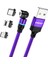 Hat Prınce 2m 2.4A Manyetik Şarj Kablosu Usb&#39;den Ip&#39;ye / Type-C / Mikro USB Naylon Örgülü LED Işıklı Telefon Şarj Kablosu - Mor (Yurt Dışından) 1