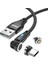 Hat Prınce 1m 2&#39;si 1 Arada Manyetik Şarj Kablosu 3A Usb&#39;den 8-Pin&#39;e + Type-C Veri Senkronizasyon Kablosu, LED Işıklı - Siyah (Yurt Dışından) 1