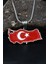Gümüş Türk Bayrağı ( Ay Yıldızlı ) Mineli 925 Ayar Gümüş Kolye Zincir 901119 1