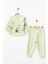 Çiçek ve Tavşan Baskılı Ikiip 2'li Kız Eşofman Pijama Takımı 1