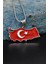 Gümüş Türk Bayrağı ( Ay Yıldızlı ) Mineli 925 Ayar Gümüş Kolye Zincir 901119 4