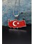 Gümüş Türk Bayrağı ( Ay Yıldızlı ) Mineli 925 Ayar Gümüş Kolye Zincir 901119 5