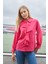 Kadın Likrasız Şık Kumaş Yakalı Önü Volanlı Uzun Kol Gömlek Bluz-Fujya 1