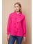 Kadın Likrasız Şık Kumaş Yakalı Önü Volanlı Uzun Kol Gömlek Bluz-Fujya 3