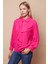 Kadın Likrasız Şık Kumaş Yakalı Önü Volanlı Uzun Kol Gömlek Bluz-Fujya 5