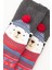 Çocuk Ponpon Detaylı Ayıcıklı Yılbaşı Soket Çorap Gri Melanj 2