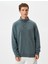 Yıkamalı Sweatshirt Dik Yaka Düğme Detaylı Pamuklu 3