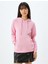 Kapüşonlu Oversize Sweatshirt Kedi Işlemeli Cep Detaylı Şardonlu 3