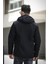 Quito Slim Fit Bağcık Detaylı Su Itici Kapüşonlu Erkek Mont 4