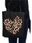Leopar Siyah Kanvas Kalın Tote Bag, Shopper Bag, Omuz Çantası, Leopar Çanta 1