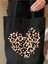 Leopar Siyah Kanvas Kalın Tote Bag, Shopper Bag, Omuz Çantası, Leopar Çanta 2