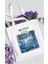 Monet - Zambaklar Baskılı Beyaz Kalın Su Geçirmez Kanvas Omuz Çantası Tote Bag 1