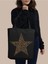 Leopar Star Siyah Kanvas Kalın Tote Bag, Shopper Bag, Omuz Çantası, Leopar Çanta 1