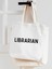 Librarian Tasarım Kalın Beyaz Su Geçirmez Kanvas Tote Bag, Bez Çanta, Kitap Çantası 2