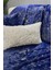 Lacivert peluş koltuk ve şal seti, şık ve rahat dekorasyon ürünü, 100x160 ölçü 4