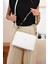 Kolon Askılı Zincir Detaylı 4 Bölmeli Vegan Deri Kadın El ve Çapraz Omuz Çantası Beyaz NL2802 1