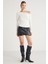 Sıssı Kadın Asimetrik Yaka Slim Fit Uzun Kollu Beyaz Bluz 3