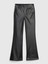 Kadın Siyah High Rise Suni Vegan Deri '70s Flare Jean Pantolon 2