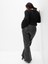 Kadın Siyah High Rise Suni Vegan Deri '70s Flare Jean Pantolon 3