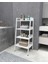 Metal Ahşap Dekoratif Açık Banyo Rafı Konik Banyo Rafı 4 Raflı Beyaz Çok Amaçlı Raf Organizer 1