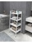Metal Ahşap Dekoratif Açık Banyo Rafı Konik Banyo Rafı 4 Raflı Beyaz Çok Amaçlı Raf Organizer 3