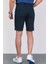 Erkek Taşlamalı Rahat Kesim Dark Green Jean Şort 3