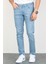 Hlt Jeans Erkek Taşlamalı Slim Fit Likralı Açık Mavi Kot Jean Pantolon 5