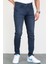 Hlt Jeans Erkek Taşlamalı Slim Fit Likralı Koyu Mavi Kot Jean Pantolon 4