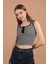 Kaşkorse Çizgili Kumaş Patı Çıtçıtlı Kadın Bluz Siyah 5