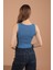Kaşkorse Kumaş Halter Yaka Kadın Bluz Indigo 5