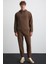 Jorna Erkek 3 Iplik Içi Şardonlu Yumuşacık Çıt Çıt Yakalı Regular Kapüşonlu Acı Kahve Sweatshirt 1