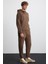 Jorna Erkek 3 Iplik Içi Şardonlu Yumuşacık Çıt Çıt Yakalı Regular Kapüşonlu Acı Kahve Sweatshirt 2
