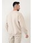 Kum Gri Rengi Erkek Oversize U Baskılı Pamuk Karışımlı Sweatshirt - 5255 3