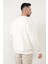 Ekru Rengi Erkek Oversize U Baskılı Pamuk Karışımlı Sweatshirt - 5255 3