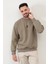 Vizon Rengi Erkek Oversize U Baskılı Pamuk Karışımlı Sweatshirt - 5255 2