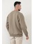 Vizon Rengi Erkek Oversize U Baskılı Pamuk Karışımlı Sweatshirt - 5255 3