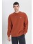 Regular Fit Normal Kesim %100 Pamuk Bisiklet Yaka İçi Polarlı Bordo Sweatshirt 1