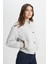 Loose Fit Rahat Kesim Kapitone Detaylı Gri Bomber Ceket 3