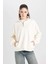 Oversize Geniş Kalıp Fermuarlı Dik Yaka Cepli Basic Düz Kalın Sweatshirt D7206AX24WN 3