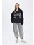 Loose Fit Yarım Fermuarlı Dik Yaka Baskılı Kalın Sweatshirt D7013AX24WN 2