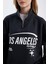 Loose Fit Yarım Fermuarlı Dik Yaka Baskılı Kalın Sweatshirt D7013AX24WN 5