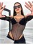 Beatiful Parlak Elmas Taşlı Omuz Detaylı File Kadın Body Bluz 4