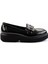 Siyah Kırışık Rugan Kadın Loafer Ayakkabı K01257069508 2
