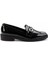 Siyah Kırışık Rugan Kadın Loafer Ayakkabı K01474091208 2