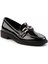Siyah Kırışık Rugan Kadın Loafer Ayakkabı K01474091208 3