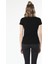 Slim Fit Yuvarlak Yaka Baskılı Kadın Siyah Kısa Kol Tişört 2