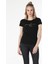Slim Fit Yuvarlak Yaka Baskılı Kadın Siyah Kısa Kol Tişört 4